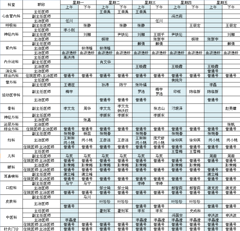 首都国际机场院区2019年10月出诊安排