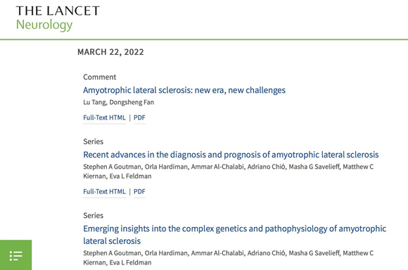 樊东升教授团队受邀在《柳叶刀?神经病学》评述肌萎缩侧索硬化全球研究进展