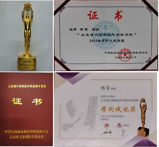 神经外科杨军教授荣获王忠诚神经外科学术成就奖