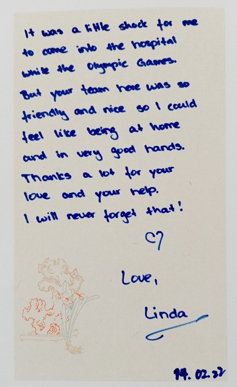 “这里的医护团队专业、友善,给我带来了家一般的温暖”