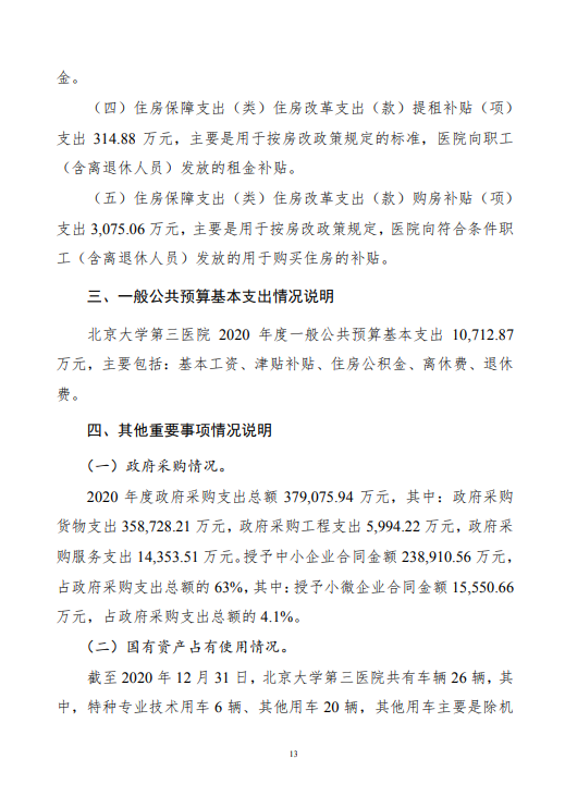北京大学第三医院2020年度部门决算