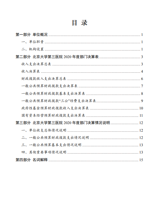 北京大学第三医院2020年度部门决算