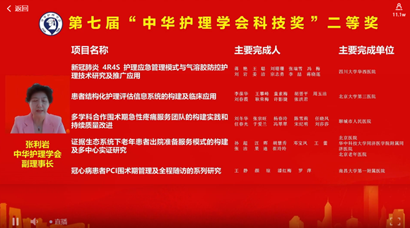 护理部项目荣获第七届中华护理学会科技奖二等奖